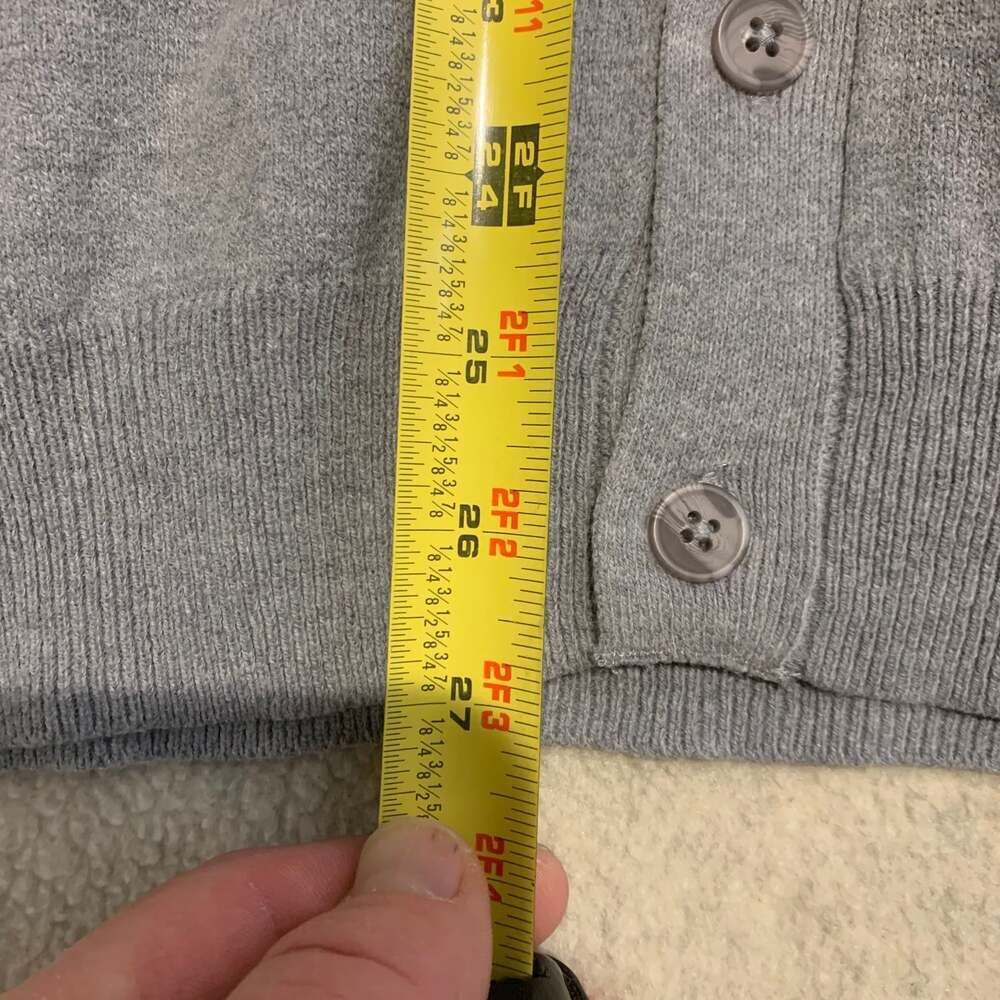 Basic Editions Gray V-Neck Cardigan, Button-Front Knit, Size M - Picture 5 of 7